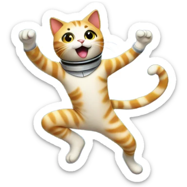 Cat dancing in space sticker