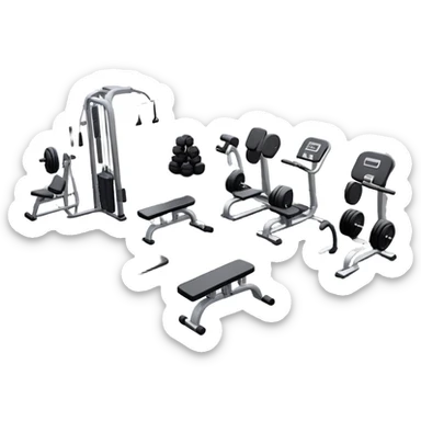 fitness gym with dumbbells and exercise machines sticker