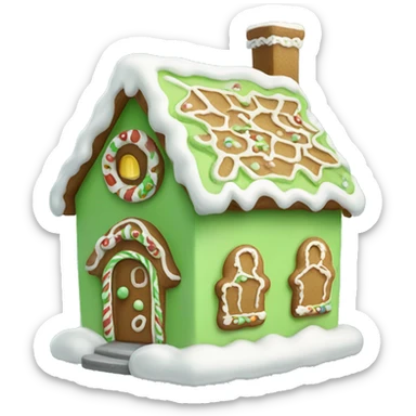 Cosy light green gingerbread house  sticker