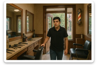 Shu odamni sartaroshxonaga kirib kelayapti  o'smirin davri rakurs ichkaridan sartaroshxona eski ham yangi ham emas sticker