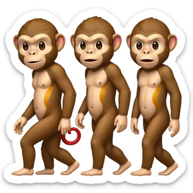 evolution sequence showing ape to monkey to man, emoji style sticker