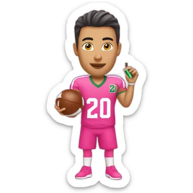 Algerian smoking an electronic cigarette with a pink football jersey sticker