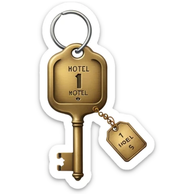 vintage brass hotel room key with large numbered tag sticker