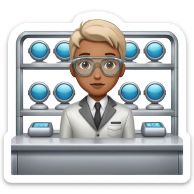 a counter with glasses and futurist, its a person  sticker