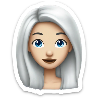 girl with black hair and blue eyes smoking sticker