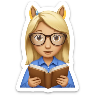 blondie horse read book with glasses sticker