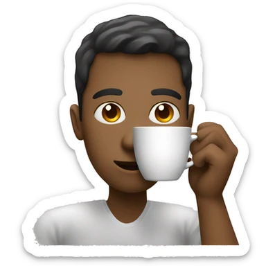 a person drinking coffee whilst coding sticker