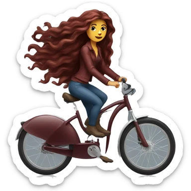 Beautiful burgundy long haired woman riding a bike sticker