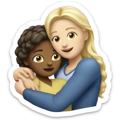 The blonde woman hugs the girl brunette  sticker
