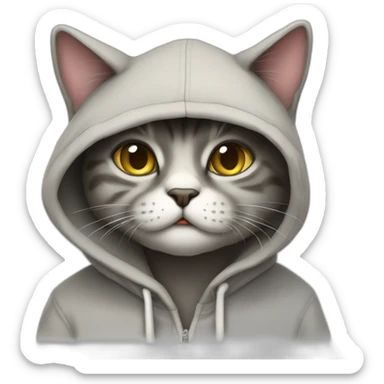 Hungy Cat with hoodies sticker