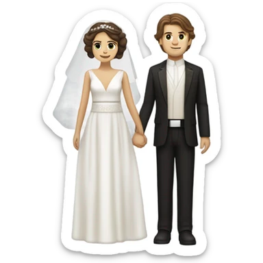 Anakin and dark haired woman getting married sticker