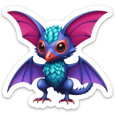  exotic tropical cyber-Swoobat-Trico-Fakémon-Pokémon-Vernid-creature sticker