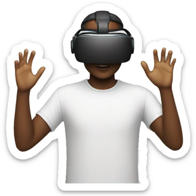 a person playing VR facing the wall sticker