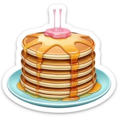 Pancakes with pastel colorful syrup sticker