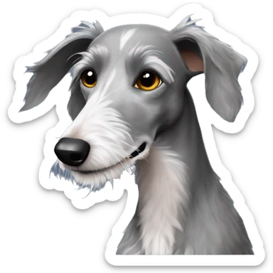  black scruffy hair happy bedlington whippet sticker
