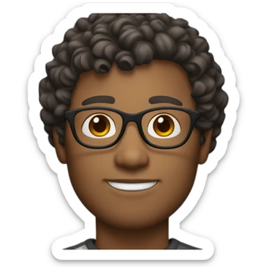 Memoji, male, lighter skin, short curly hair, glasses sticker