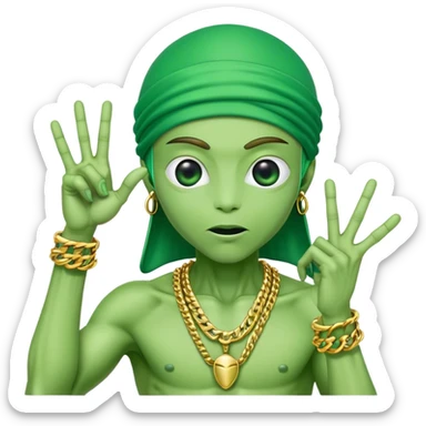 alien doing gang shit sticker