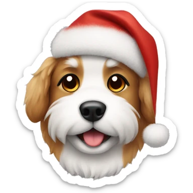 Fluffy dog with Christmas hat  sticker