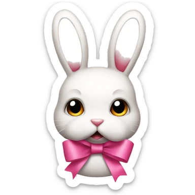 A cute but angry pink ribbon rabbit sticker