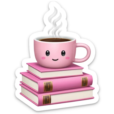 Pink Books and Cute Coffee  sticker