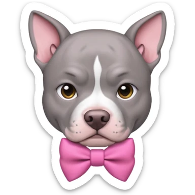 Grey pitbull with a pink bow sticker