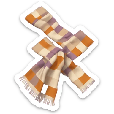 Scarf with Quadrats in violett, beige white and brown orange sticker