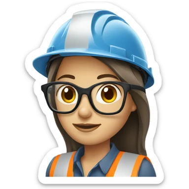 Safety girl construction with glasses sticker