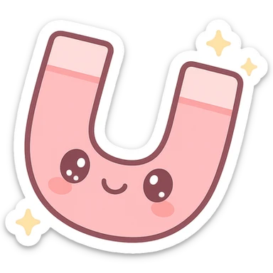 pink cartoon magnet with sparkles, cute and friendly sticker