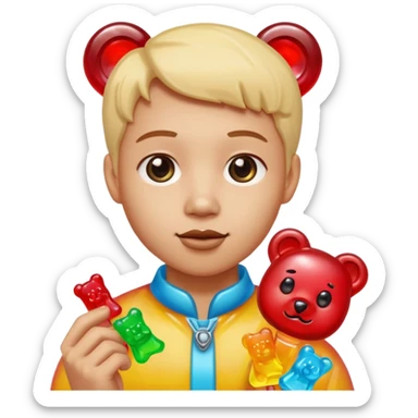 person made of candy, with accessories from candy sticker