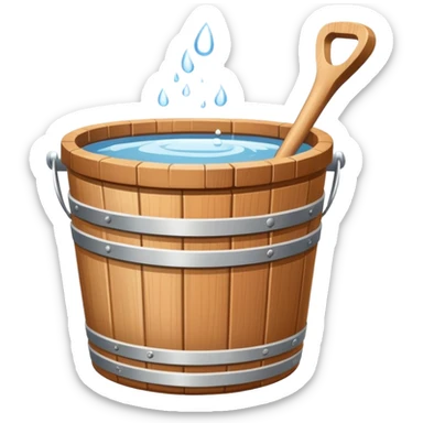 Sauna wooden bucket and ladle sticker