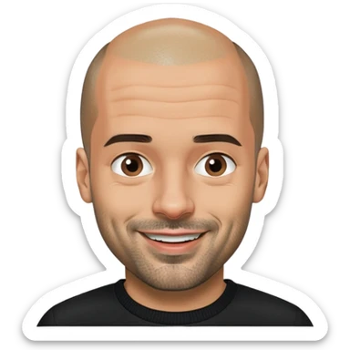 Pep Guardiola, wearing a black sweater, happily winking sticker