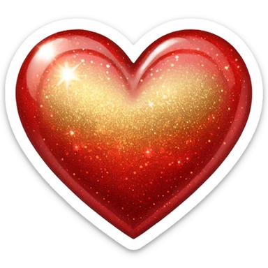 glitter heart, red to gold ombre sticker