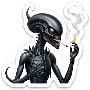 xenomorph smoking cigarette sticker