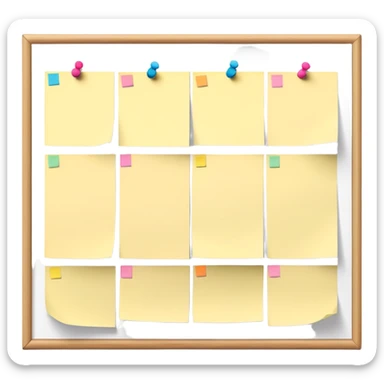 bulletin board with just a few sticky notes pinned to it, minimal sticker