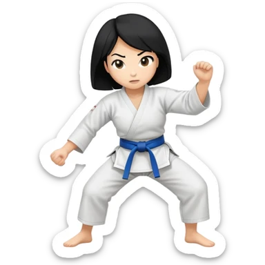 Woman with black hair judo sticker