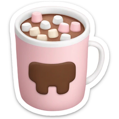 Light Pink mug of hot chocolate with marshmallows  sticker
