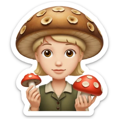 Person with mushrooms sticker