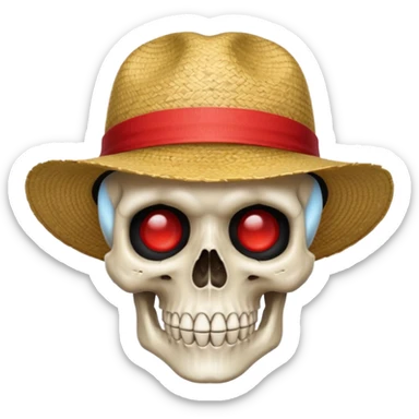 I want skull wear strow hat and the eyes is black and circular and strow hat have ret strip sticker