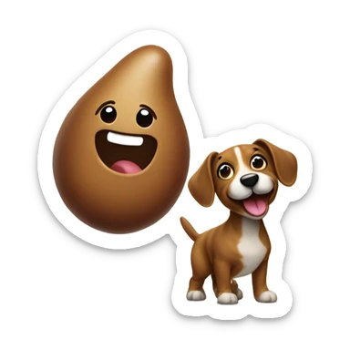 Poop emoji walking a poop dog sticker