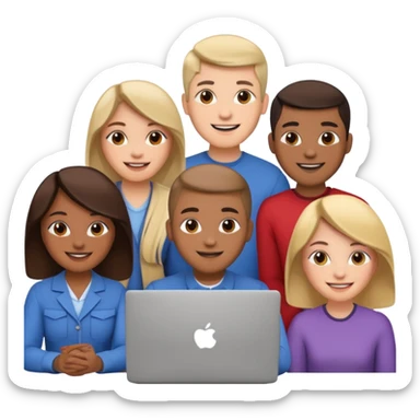 video meeting via laptop smiling people  sticker