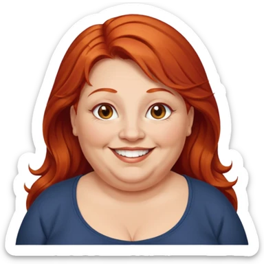 obese; older 50's ; long red hair ; women hazel eyes sticker
