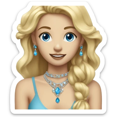 blonde girl with jewellery blue eyes sticker