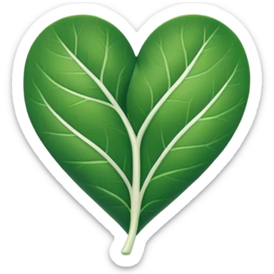  "A minimalist, stylized heart-shaped green leaf with a gentle, curved white bandage or ribbon wrapped around the center. The design should look warm and nurturing. Flat, clean emoji style for natural healing. Transparent background." sticker