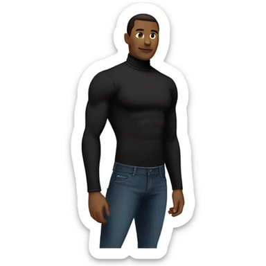 muscle fit black turtleneck shirt sticker