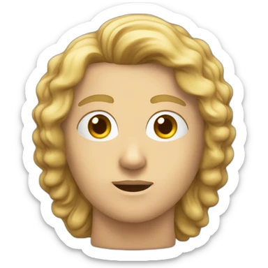 cara de una estatua esculpida con un rostro serio con el cabello medio largo hacia atras con rasgos de una persona cercana a los 50 años pidiendo silencio sticker