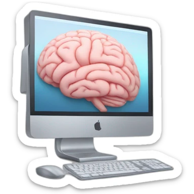 iMac with brain on screen sticker