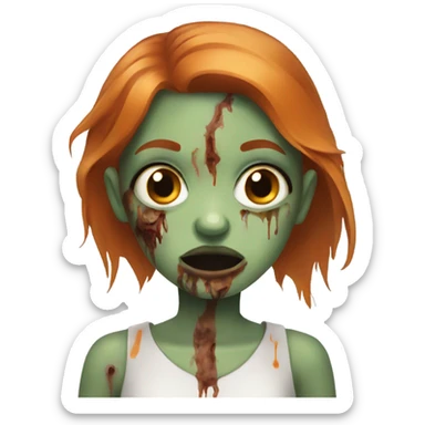 girl zombie with brown and a little bit of orange hair sticker
