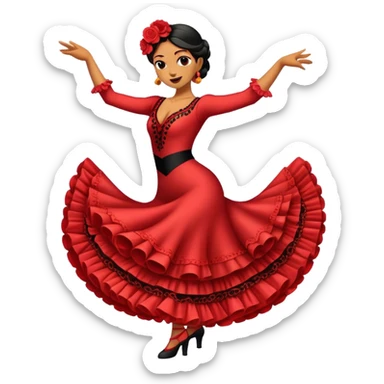 Cinematic Realistic Flamenco Pop Culture Emoji, featuring an expressive portrayal of traditional Spanish dance rendered with dynamic textures and passionate, vibrant lighting. sticker