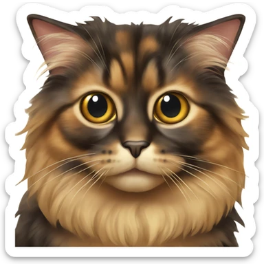 Long haired tortoiseshell brownish cat sticker