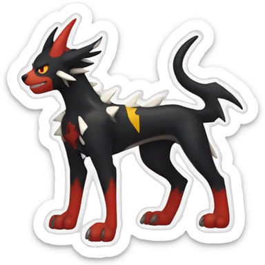 Black Cool Edgy Litten-Houndoom-Luxray Fakémon Digimon with Red and white Edgy markings, full body, outlined sticker